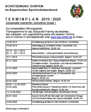 Terminplan 2019 2020